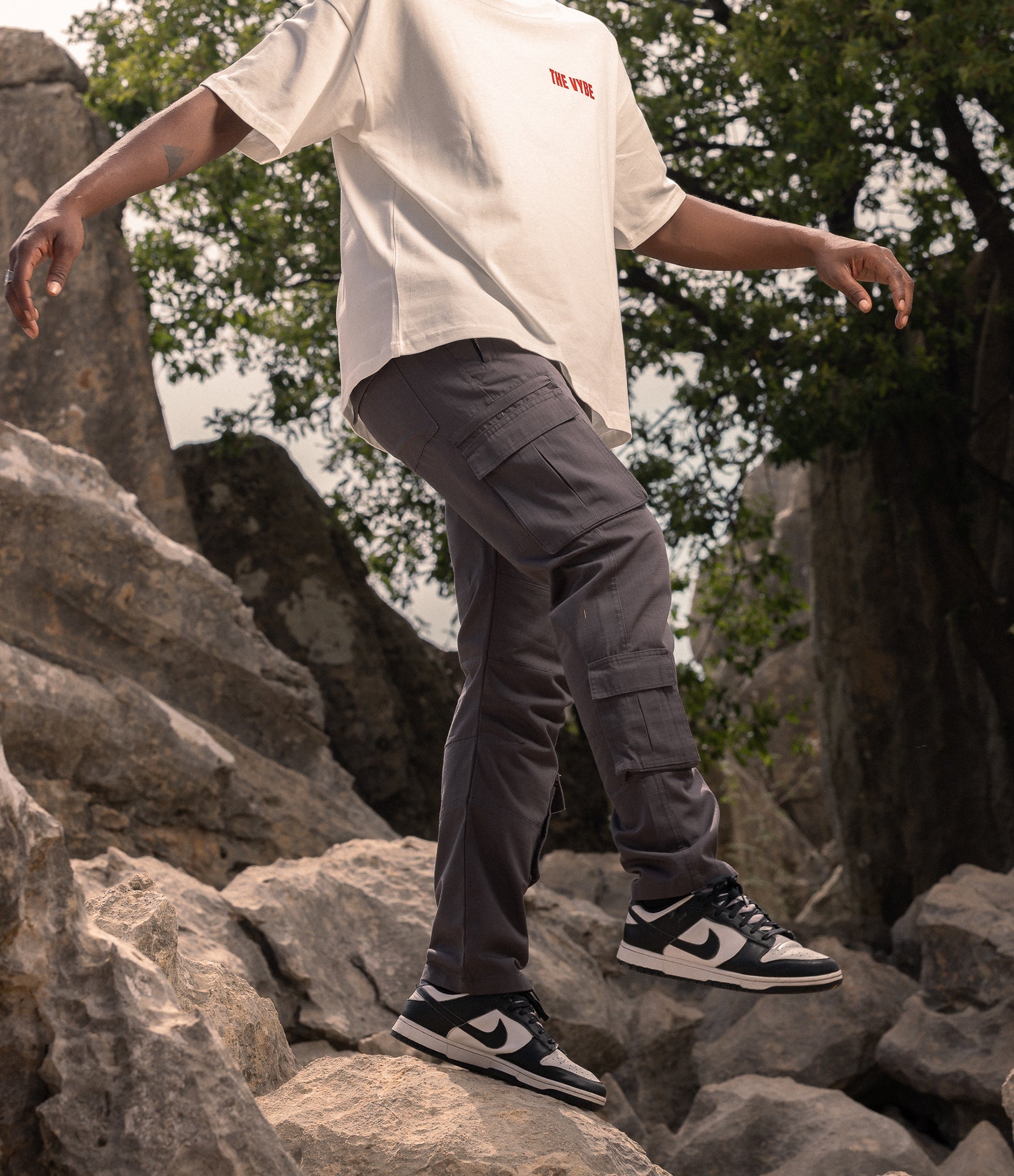 10 Pocket Straight Leg Cargo - Smoke Grey