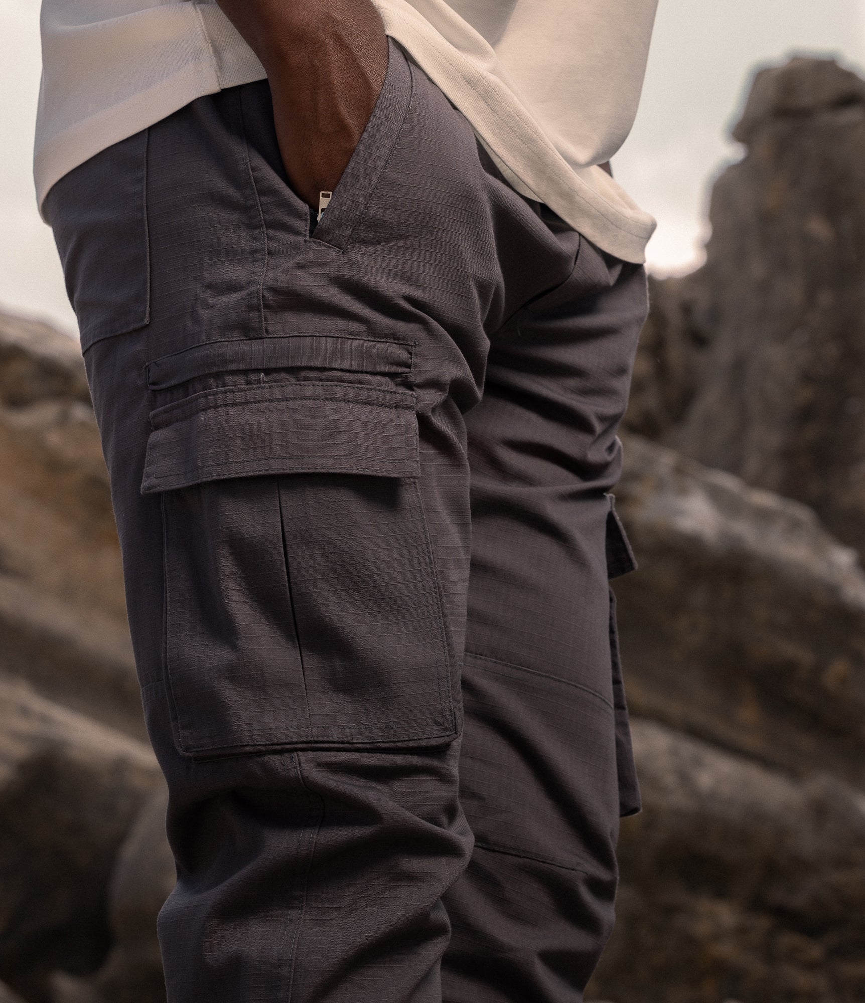 10 Pocket Cuffed Cargo - Smoke Grey